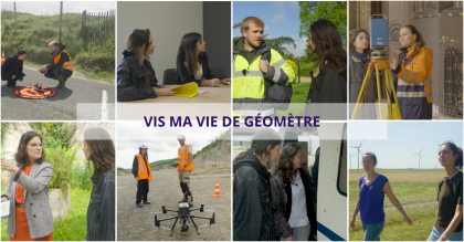 Nous avons participé à la production de vidéos de promotion de la profession, à travers la série de reportages "Vis ma vie de géomètre", proposée par Concepteurs d’Avenirs