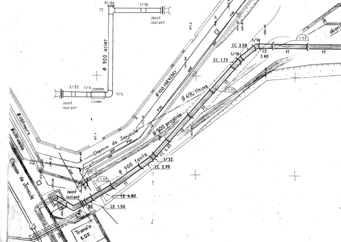 Ancien plan des réseaux à Versailles