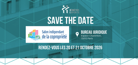 Save The Date Salon indépendant de la copropriété 2026, bureau juridique, espace charenton Paris 12e, rendez-vous les 20 et 21 octobre 2026